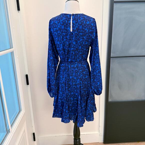 Willa Story Silk Dress Women's Size XS Blue Print Long Sleeve Mini Anthropologie - Picture 3 of 14